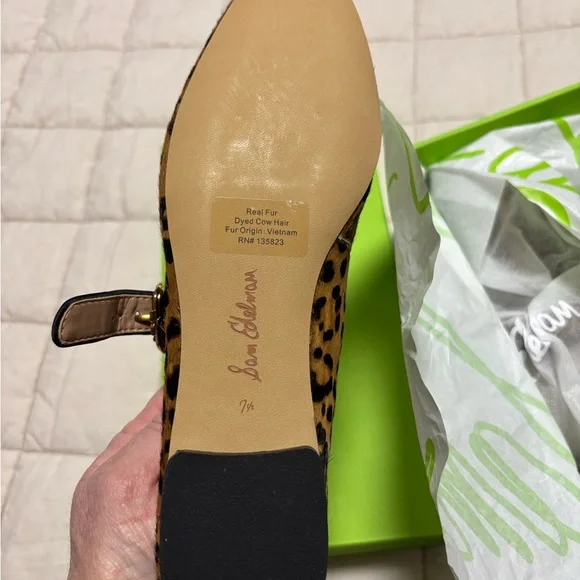 Sam Edelman Leopard Brahma Hair Leather Ballet Flats 7 1/2 NWT - Picture 14 of 14